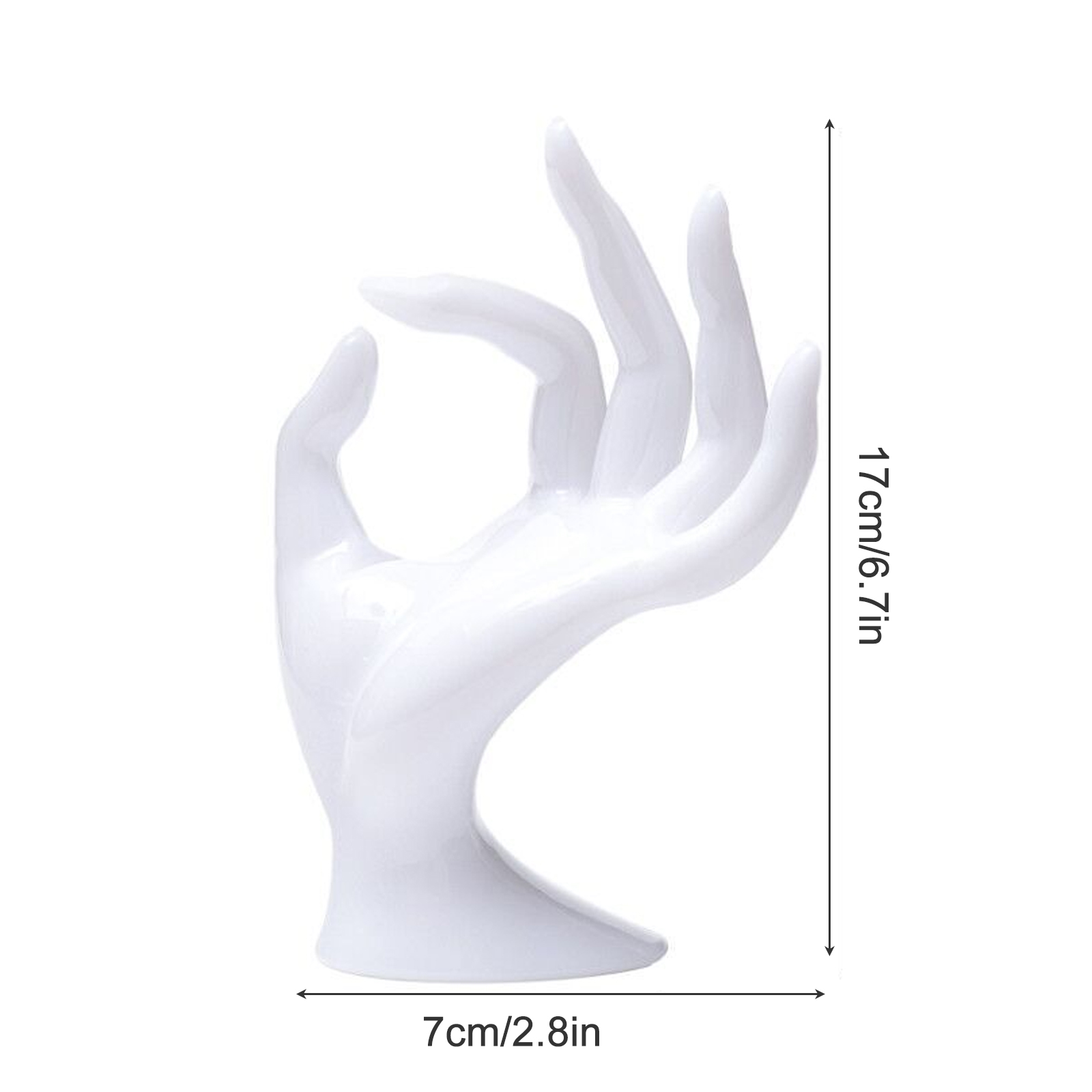 Huntermoon Dresser Ornament Jewelry Stand Ring Holder Living Room Decoration PP Hand-Shaped Creative Attractive Fashion Hand Shape, Women's, Size: 17, White