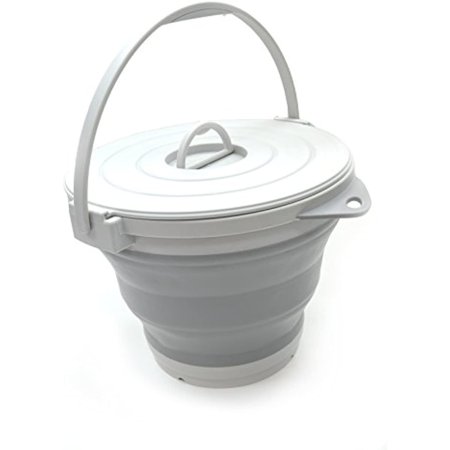 Sammart Set Of 2-10L (2.64Gallon) Collapsible Fishing Bucket Locking Lid, 31Cm Dia. (2, Grey)