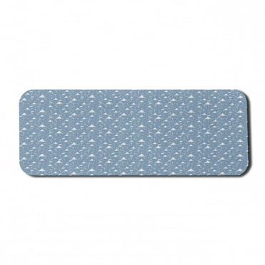 Winter Computer Mouse Pad, Christmas-Themed Silhouettes of Spruce Trees Fir Berries Birds and Rowan, Rectangle Non-Slip Rubber Mousepad Large, 31" x 12" Gaming Size, Blue Grey and White, by Ambesonne