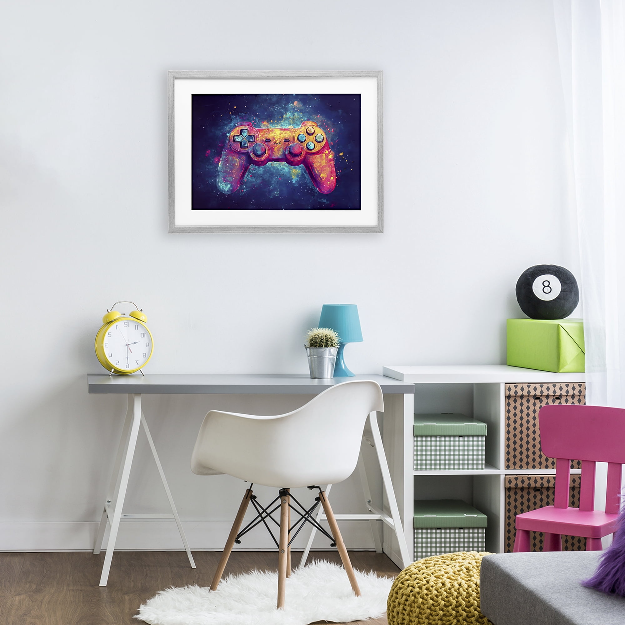 Stupell Industries Futuristic Cosmic Game Controller Gray Framed Print Under Glass, design by Creative Studio