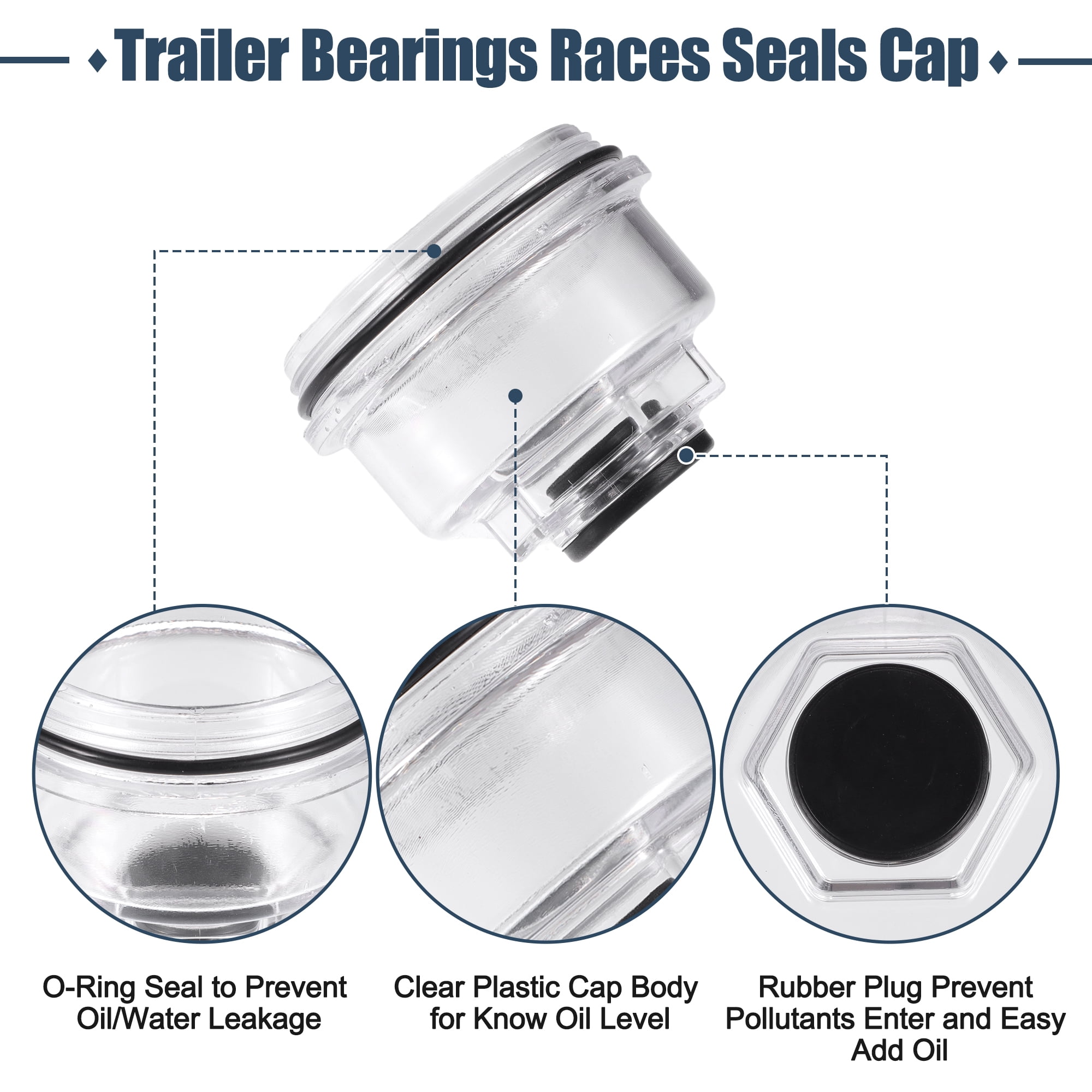 Unique Bargains 3.75 Inch Trailer Oil Cap Kit for AL/KO 10000 or 12000 Oil Clear 2Pcs