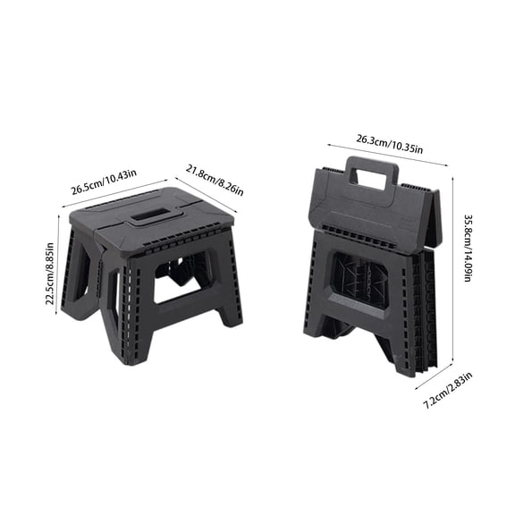 COM1950s Folding Step Stool, Heavy Duty Plastic Foldable Step Stool with Handle, Space Saving Non Slip Stepping Stool for Kitchen Bathroom and Home Use