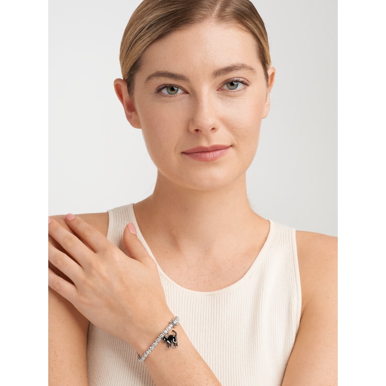 YAYAKO Stainless Steel Cat Bracelet For Women | 18k Gold Plated Fishbone Charm Bangle, Gift Box