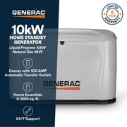 Generac 10kW Home Standby Generator with 16C Transfer Switch, Cellular Connectivity, Easy to Use, Whole House Power Backup, Smart Outage Solution