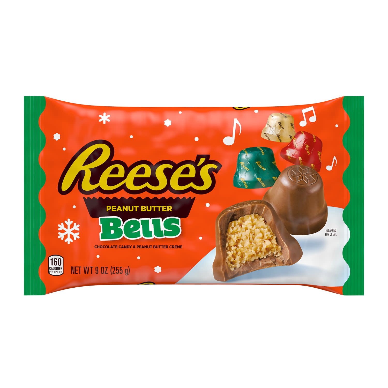 (2 pack) Reese's Chocolate Peanut Butter Creme Bells Christmas Candy, Bag 9 oz
