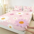 thumbnail image 4 of Feelyou Kawaii Daisy Flower Twin Sheet Sets for Kids, Cute Daisy Print Twin Fitted Sheet, Cartoon Floral Theme Flat Sheet, Breathable Home Decor, 3 Pieces, 4 of 8