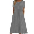 thumbnail image 2 of Titcea Summer Dresses for Women 2026 Solid Color Round Neck Short Sleeve Hollow Out Beach Dresses Hawaiian Holiday Summer Sundresses, 2 of 6