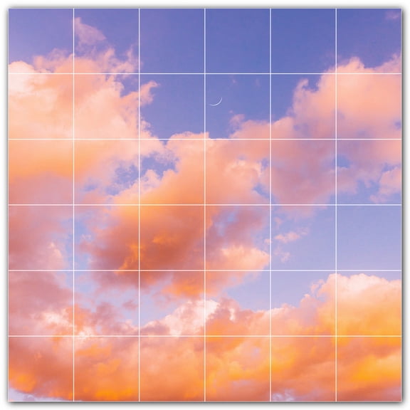 Picture-Tiles.com: Clouds Ceramic Tile Wall Mural WAL500374-66S. 25.5"W x 25.5"H using (36) 4.25" x 4.25" Ceramic Tiles-Satin Finish