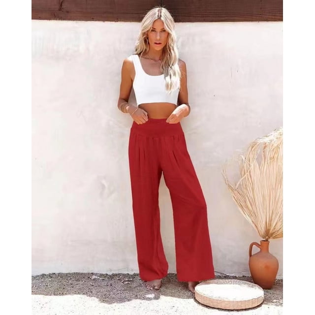 Pantalones casuales de mujer, estilo casual, algodón, hechos a mano, cintura media