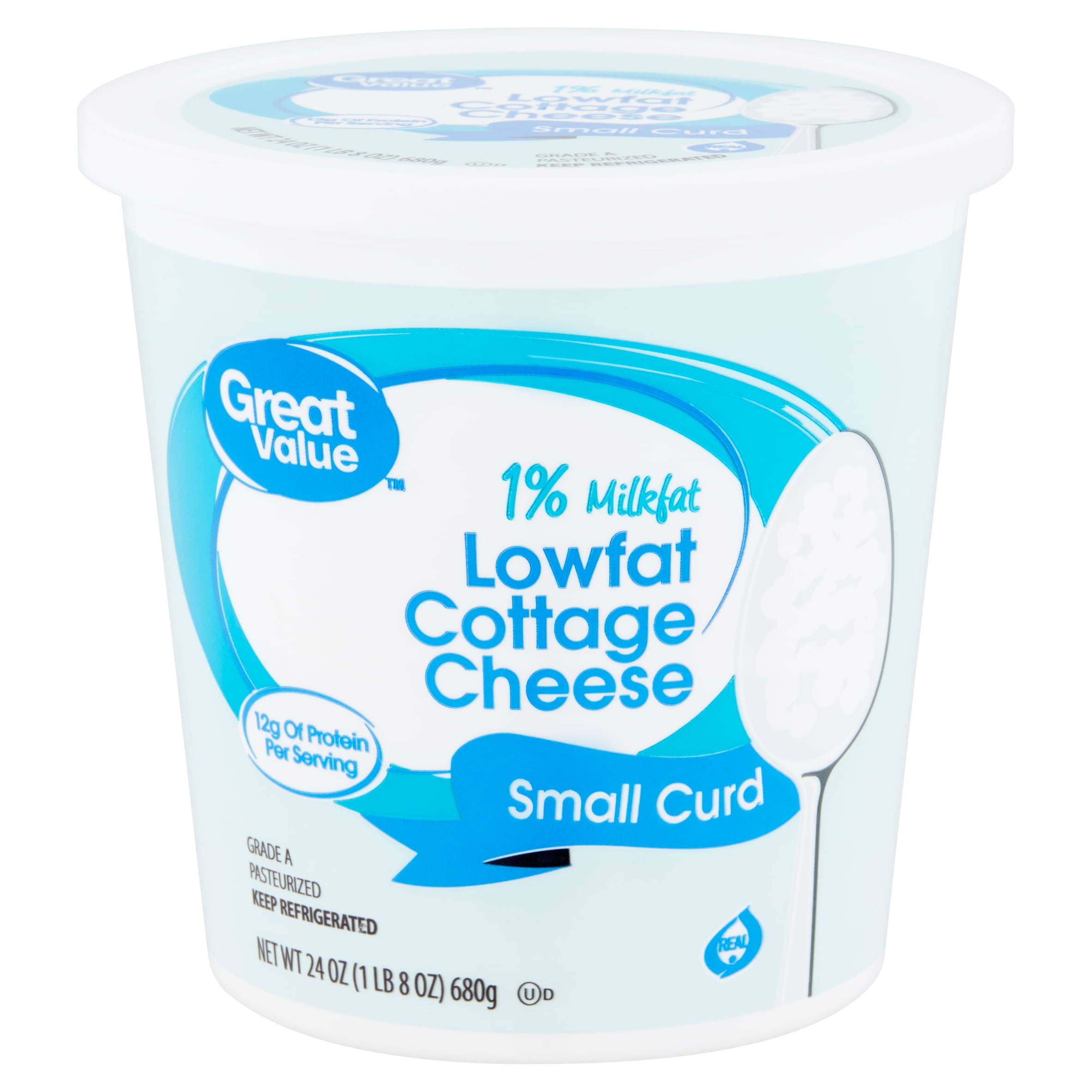 Great Value 1 Milkfat Lowfat Small Curd Cottage Cheese 24 Oz