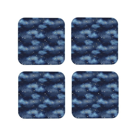 

Fuzoiu Starry Sky Print Leather Coasters Set Drink Coasters Set of 4 for Tabletop Protection Durable PVC Coasters Home Décor and Housewarming Gift-Square
