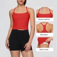thumbnail image 2 of Women's Racerback Crop Tank Top Built in Padded Bra Cropped Sleeveless Yoga Shirt for Workout Running Summer Tanks Red, 2 of 8