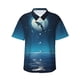 thumbnail image 1 of Balery Night Sky Moon Dolphin Camisas hawaianas de manga corta para hombre, camisas playeras de corte holgado, camisas de vacaciones con botones,Large, 1 of 7