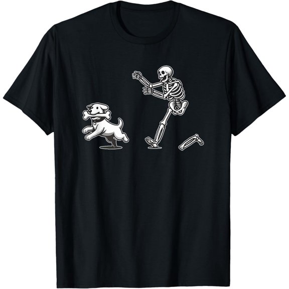 Halloween Scary Funny Skeleton Chasing Dog So Cute Gifts Birthday Christmas Halloween T-shirt