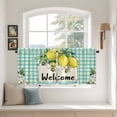 thumbnail image 3 of Summer Lemon Tier Curtains, Spring Bees Turquoise Plaid Light Filtering Kitchen Curtains, 2Pcs Rod Pocket Half Window Treatments Panels for Sink Cafe Cabinet Camper 27.5x36 Inches, 3 of 9