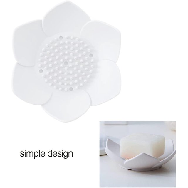 Plato artesanal de silicona con forma de flor creativa, soporte artesanal de silicona para ducha de baño, soporte protector de esponja, plato artesanal blanco, blanco, 2 uds. LingWen 9024715591180