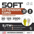 thumbnail image 2 of Iron Forge Cable 50 Ft Extension Cord - Nema 5-20 Extension Cord Heavy Duty 50 ft, 5-20P to 5-20R Lighted Yellow SJTW 12 Gauge Electric Cable 20 Amp, 2 of 5