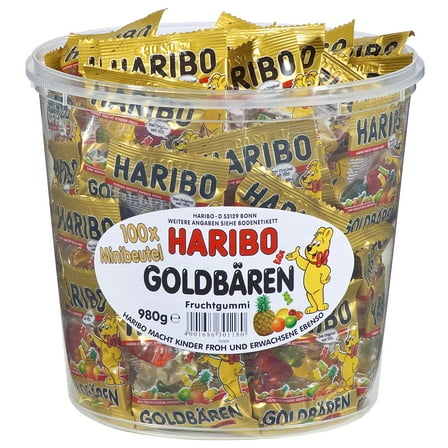 Haribo Gold Bears / Goldb?ren, 100 Mini Bags, 980g Tub