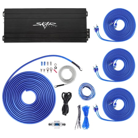 Elite Audio Amp Kit Skar Audio SK-M9005D 900 Watt 5-Channel Car Amplifier with 8 Gauge OFC Skar Audio Amp Wiring Kit Bundle ()