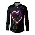 thumbnail image 4 of KTMKH Mens Valentines Day Digital 3D Printed Button Lapel Long Sleeve Shirt Top, 4 of 4