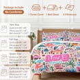 thumbnail image 6 of Cute Graffiti Bedding Duvet Cover Set Twin Size 4 Pieces LOVE Car House Abstract Modern Bedding Set with Zipper Closure, 1 Comforter Cover 68x86 Inches 1 Flat Sheet & 2 Pillow Cases, 6 of 7