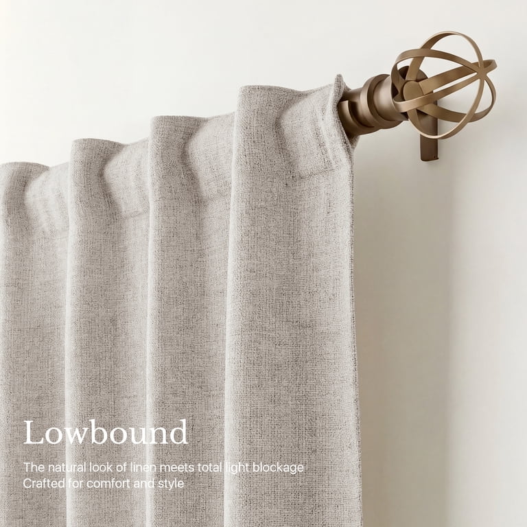NICETOWN 100% Blackout Linen Textured Curtains, Beige photo 3