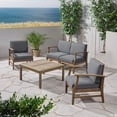 thumbnail image 2 of GDF Studio Lorelei Outdoor 5 Piece Acacia Wood Chat Set, Gray and Dark Gray, 2 of 7