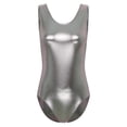 thumbnail image 5 of DPOIS Women's Shiny Metallic Tank Leotard Sleeveless Gymnastics Ballet Dance One-Piece Bodysuit Grey S, 5 of 7