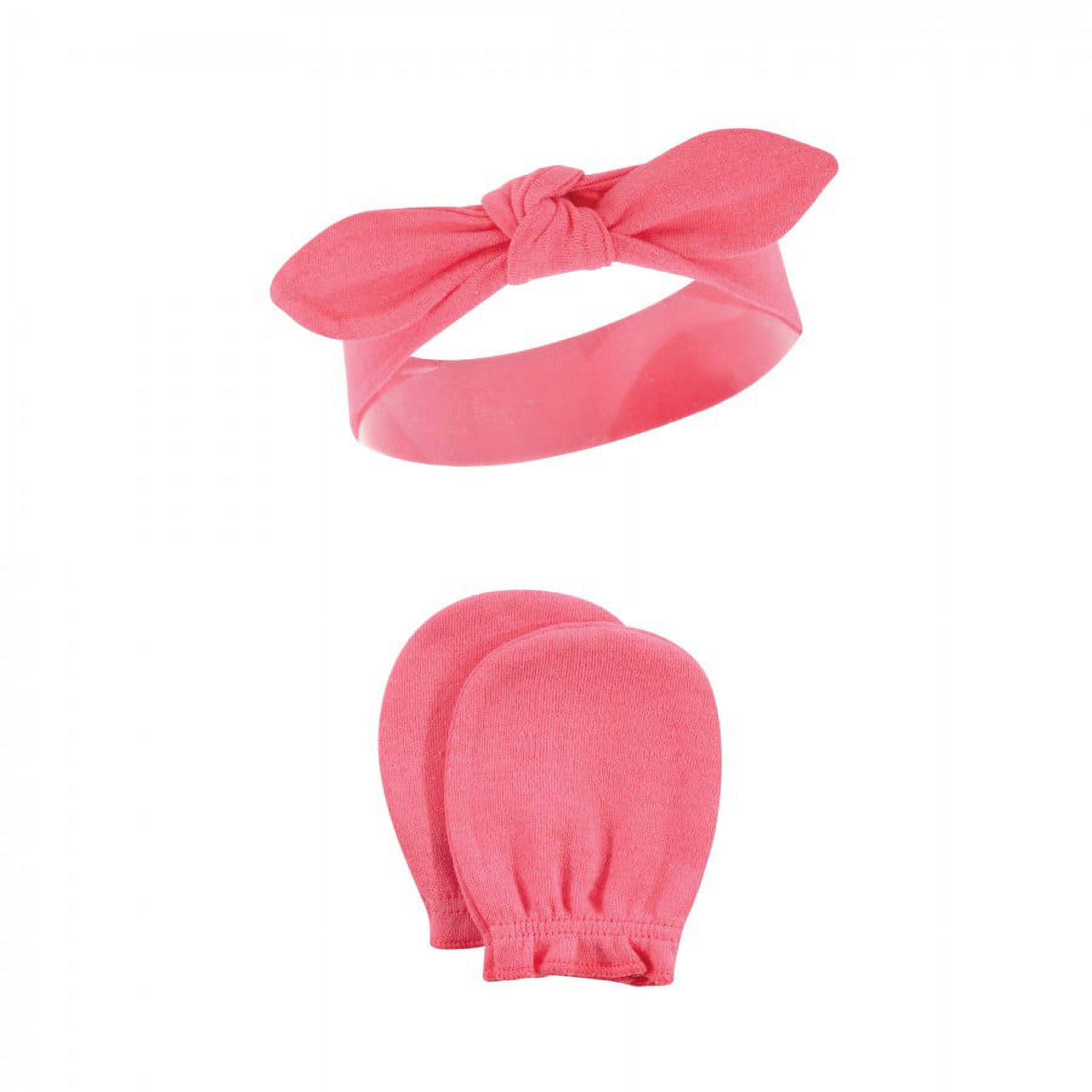 Hudson Baby Infant Girl Cotton Headband and Scratch Mitten