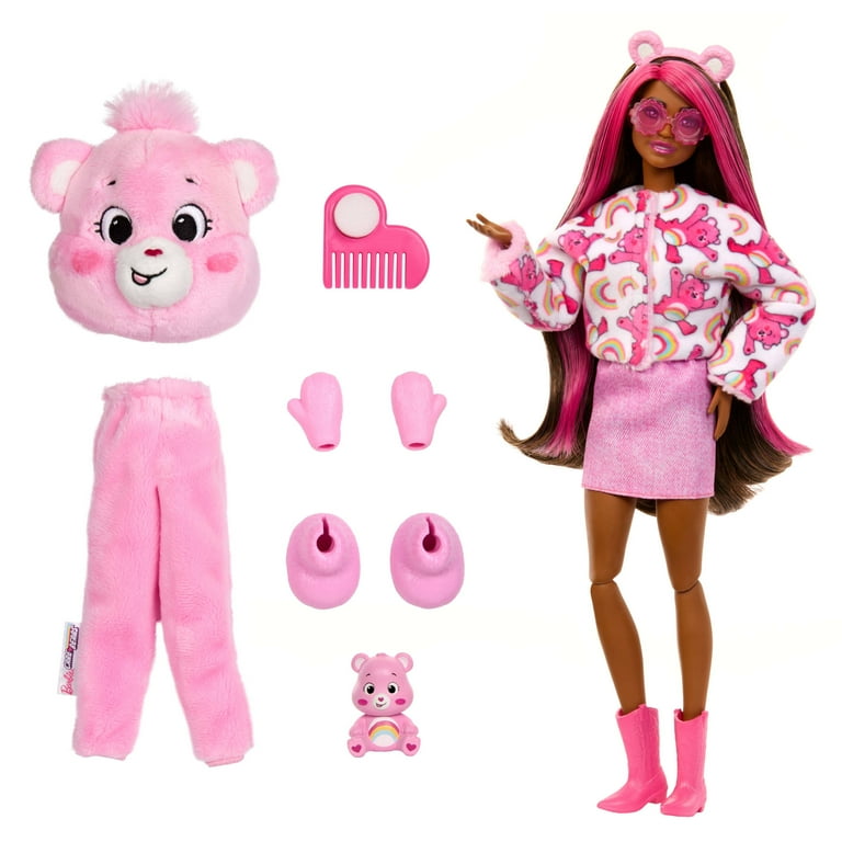 Barbie Cutie Reveal Care Bears Series Doll Accessories in Cheer Bear Plush Costume 10 Surprises Walmart