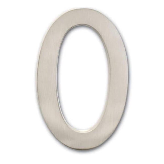 Solid Cast Brass 5 in. Satin Nickel Floating House Number 0