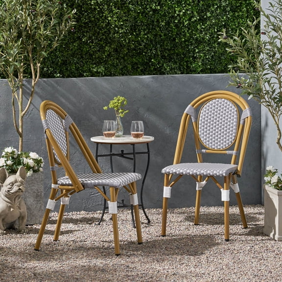Outdoor Sofa, FRENCH BISTRO CHAIR, White Gray Patio Furniture,Rattan Outdoor Sectional, Garden & Outdoor & Patio Furniture Patio Seating