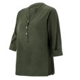 thumbnail image 5 of ZyeKqe 3/4 Length Sleeve Womens Tops Button down Shirts V Neck Casual Summer Blouse Top, 5 of 5