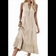 thumbnail image 2 of Robe Chemise Sans Manches d'Été 2025 pour Femmes Col en V Décontractée Midi Robes S, 2 of 10