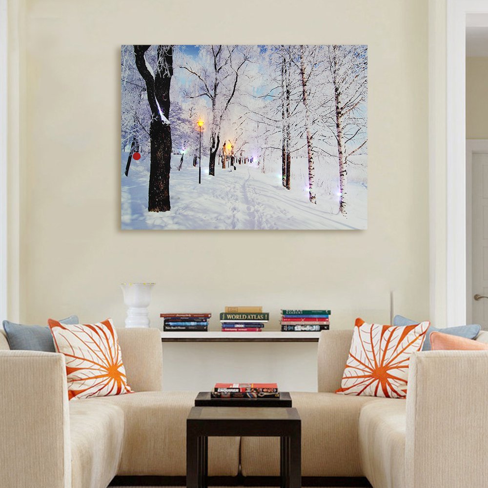 Canvas Wall Art, LED Light Up Christmas Canvas Pictures Framed Ready to