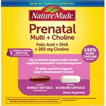 Nature Made Prenatal Multivitamins   Choline Capsules, Folic Acid   DHA, 60 Count