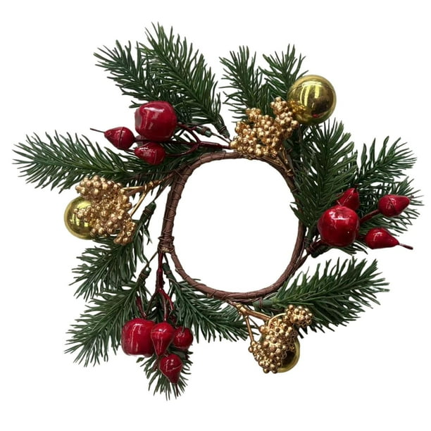 Anillo de corona de velas,Centro de mesa con guirnalda de velas y corona de anillos,Anillos de velas navideñas Corona de velas verdes,Anillos para velas Anillo para velas de té Elegante F