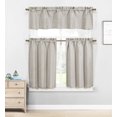 thumbnail image 1 of Kensie Home Jane Textured Kitchen Curtains: Subtle Pinstripe with Sequin Accents (Stone Grey), 1 of 2