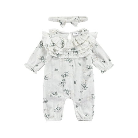 

Musuos 0-18M Newborn Infant Baby Girl Autumn Romper Long Sleeve O-Neck Floral Printed Jumpsuit