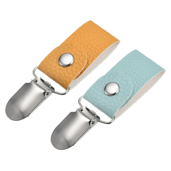 Hat Clips for Travel, 2 Pack PU Leather Hat Clips for Bag(Blue, Orange)
