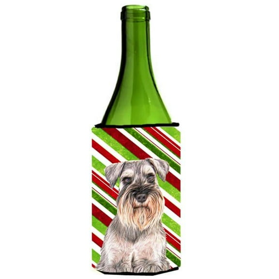 Candy Cane Holiday Christmas Schnauzer Wine bottle sleeve Hugger