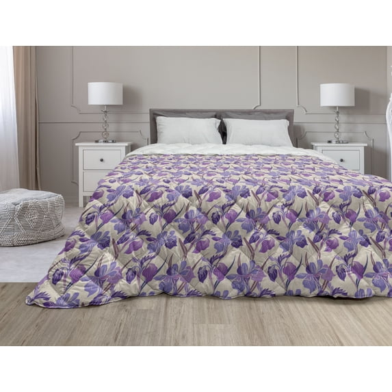 Dusty Blue Down Alternative Comforter, Space Cat Astronauts and Solar System Elements Funky Pattern, Microfiber Quilt for All Season, 5 Sizes, Grey and Multicolor, by Ambesonne