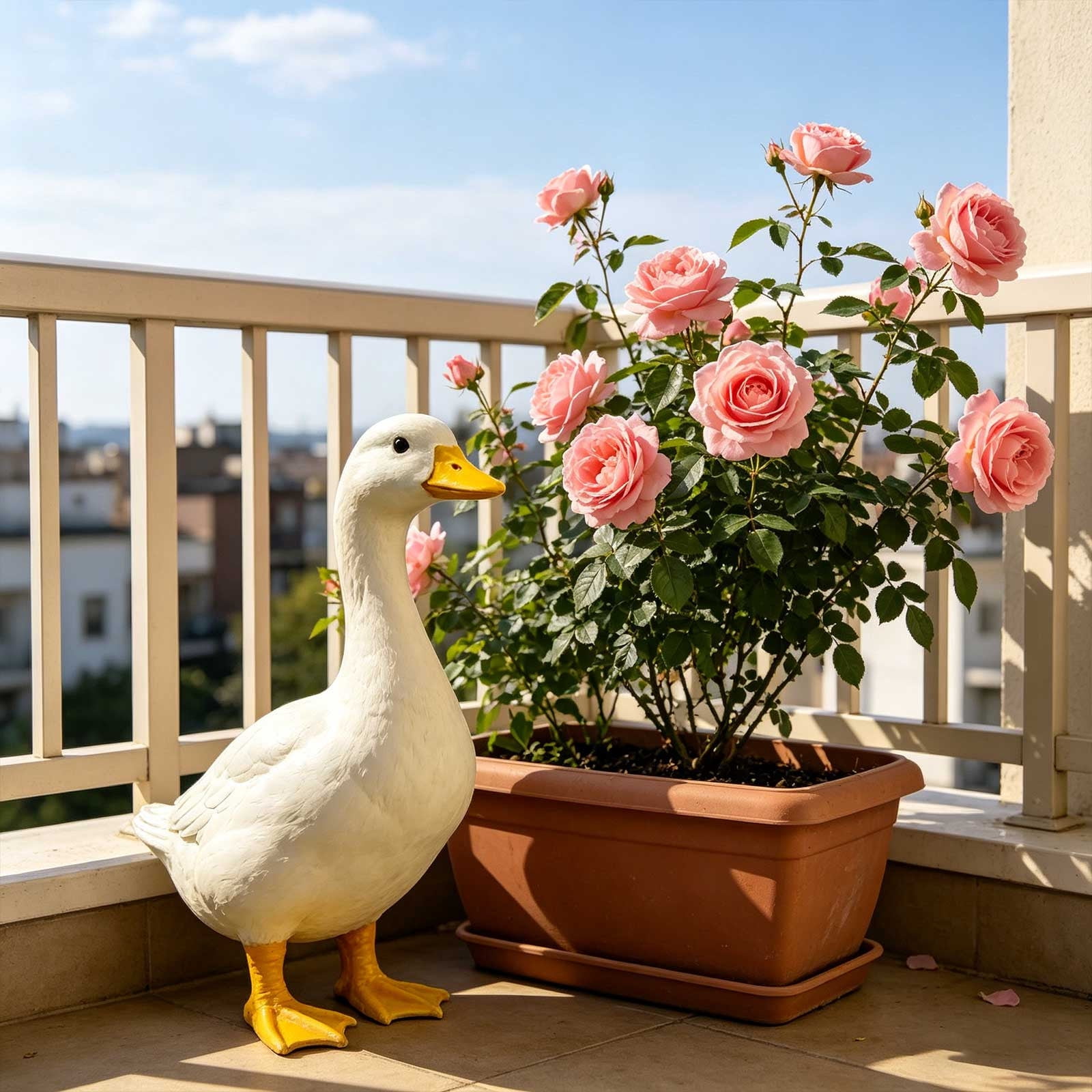 Large Porch Goose Statue, Pure White Resin Goose Garden Decor Figurine for Patio, Yard