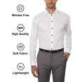 thumbnail image 3 of DAKIMOE Mens Dress Shirts Slim Fit Solid Long Sleeve Stretch Mens Button down Shirts Wrinkle-Free No-Iron Formal Business Casual Button up Shirt, White, XL, 3 of 9