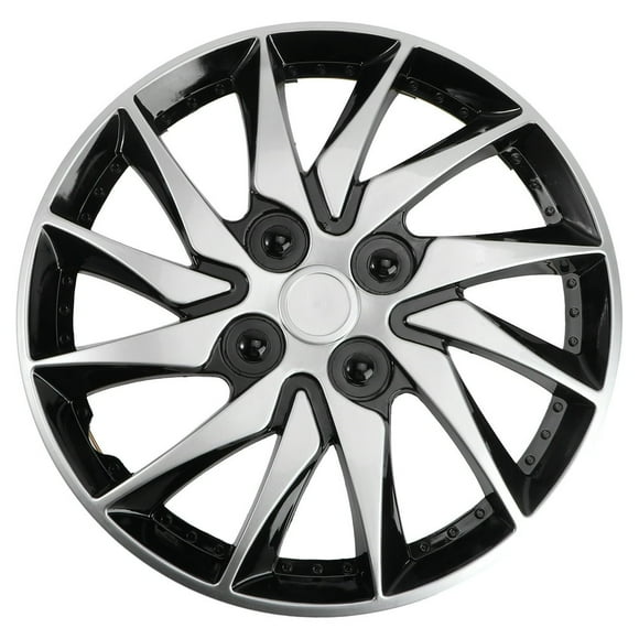 LNGOOR Enjoliveur de Roue de Voiture 14 Pouces pour Moyeu de Voiture Accessoire de Remise à Neuf Auto (Argent Noir)