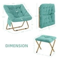 thumbnail image 5 of HABUTWAY Comfy Saucer Chair, Foldable Living Room Chairs, Soft Faux Fur Lounge Chair for Bedroom, Reading Chairs for Adults, Kids, X-Large (with Ottoman, Mint), 5 of 6