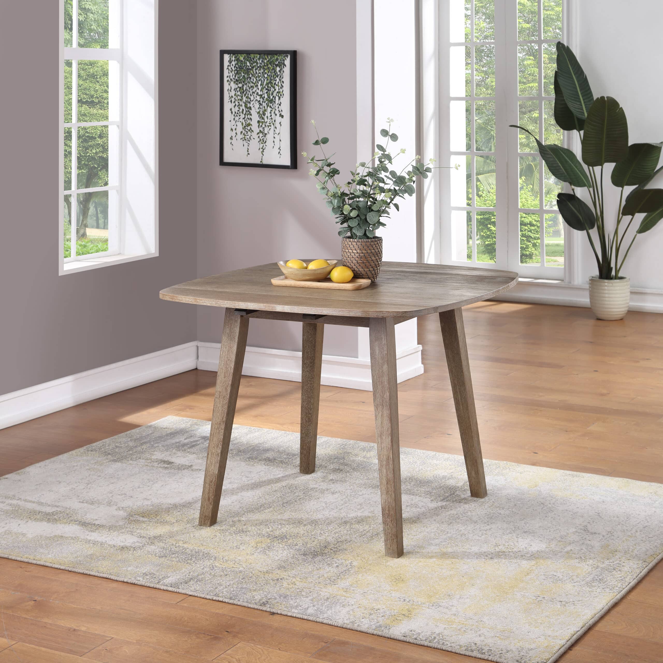 Boraam Boulder Dining Table with Drop Leafs in Barnwood Wire-Brush Finish