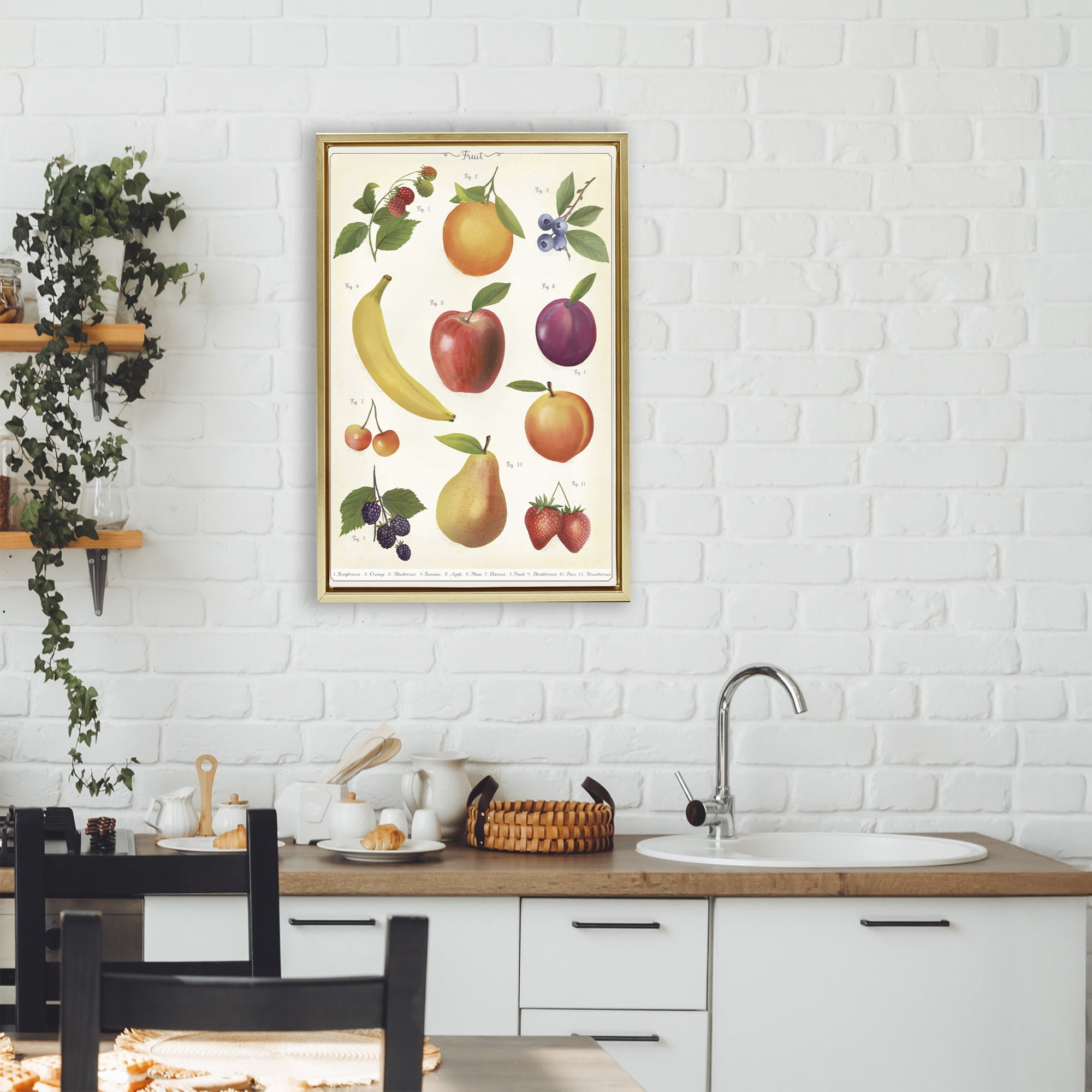 Stupell Industries Fruit Collection Studies Gold Framed Floater Canvas Wall Art, design by Diane Neukirch