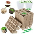 thumbnail image 1 of 12/24pcs Seedlings Starter Trays with 12/24pcs Plant Labels Biodegradable Peat Pots Eco-friendly Plant Starting Pots Germination Container for Garden Greenhouse, 1 of 1