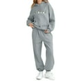 thumbnail image 4 of Fesfesfes Kids Winter Printed Hooded Sweatshirt with Cuffed Jogger Pants Fleece Lined Warm 2 Piece Set Boys Girls Casual Sporty Outfit Long Sleeve Hoodie Tracksuit(Gray#2,7-8 Years), 4 of 5